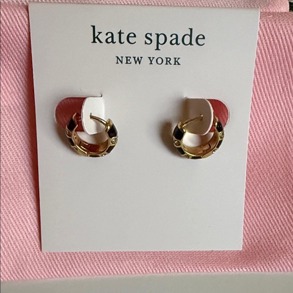 kate spade Gold and Black Kids Small Hoop Earrings